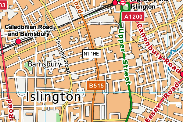 N1 1HE map - OS VectorMap District (Ordnance Survey) N1 1HE map - OS VectorMap District (Ordnance Survey)