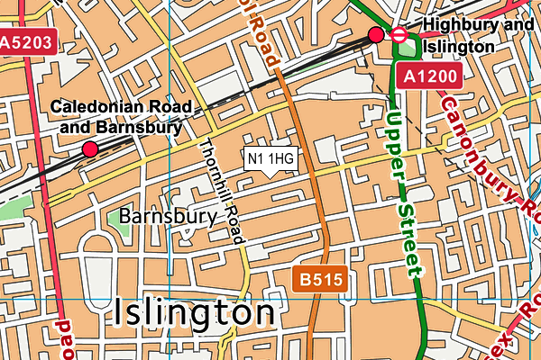 N1 1HG map - OS VectorMap District (Ordnance Survey)