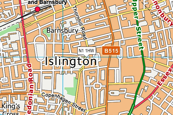 N1 1HW map - OS VectorMap District (Ordnance Survey) N1 1HW map - OS VectorMap District (Ordnance Survey)