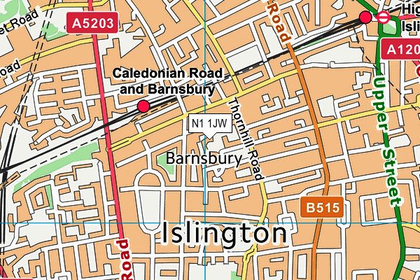 N1 1JW map - OS VectorMap District (Ordnance Survey)