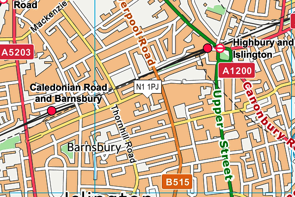N1 1PJ map - OS VectorMap District (Ordnance Survey) N1 1PJ map - OS VectorMap District (Ordnance Survey)