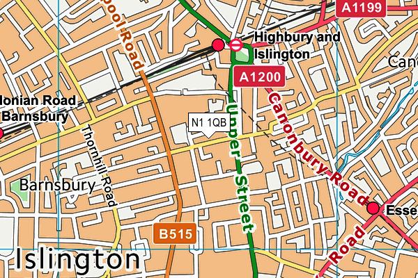 N1 1QB map - OS VectorMap District (Ordnance Survey)