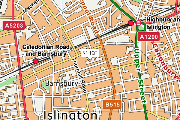 N1 1QT map - OS VectorMap District (Ordnance Survey)