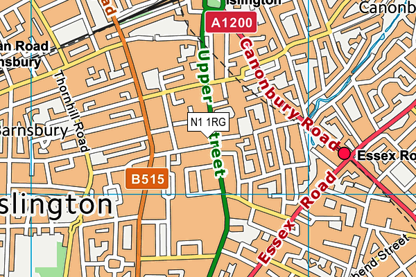 N1 1RG map - OS VectorMap District (Ordnance Survey) N1 1RG map - OS VectorMap District (Ordnance Survey)