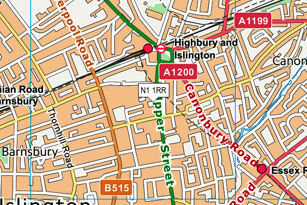 N1 1RR map - OS VectorMap District (Ordnance Survey) N1 1RR map - OS VectorMap District (Ordnance Survey)