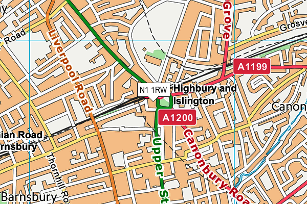 N1 1RW map - OS VectorMap District (Ordnance Survey) N1 1RW map - OS VectorMap District (Ordnance Survey)