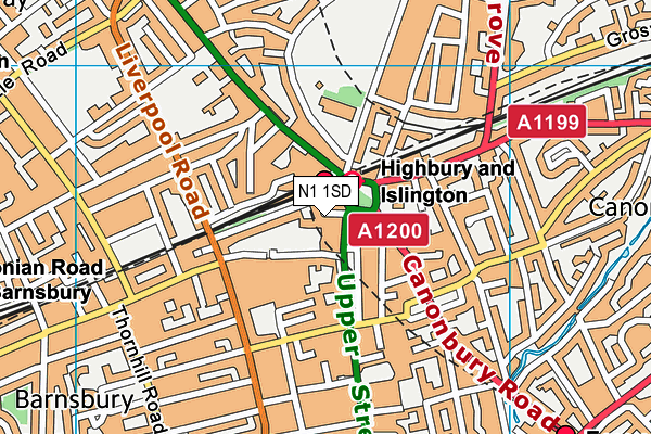 N1 1SD map - OS VectorMap District (Ordnance Survey)