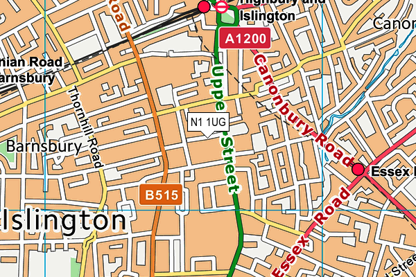 N1 1UG map - OS VectorMap District (Ordnance Survey)