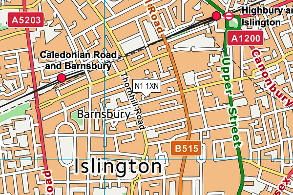 N1 1XN map - OS VectorMap District (Ordnance Survey)