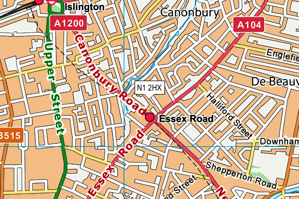 N1 2HX map - OS VectorMap District (Ordnance Survey)