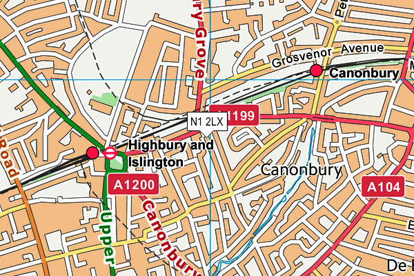 N1 2LX map - OS VectorMap District (Ordnance Survey)