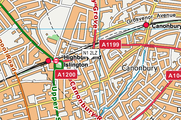 N1 2LZ map - OS VectorMap District (Ordnance Survey)