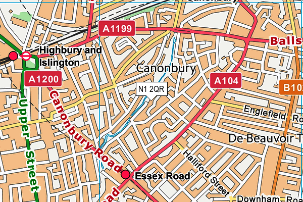 N1 2QR map - OS VectorMap District (Ordnance Survey)