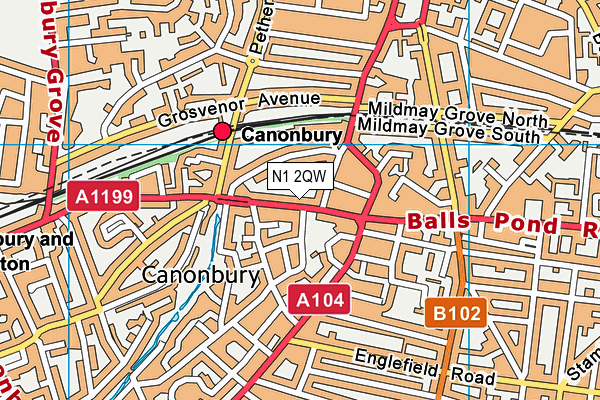 N1 2QW map - OS VectorMap District (Ordnance Survey) N1 2QW map - OS VectorMap District (Ordnance Survey)