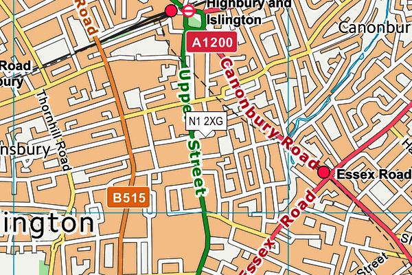 N1 2XG map - OS VectorMap District (Ordnance Survey)