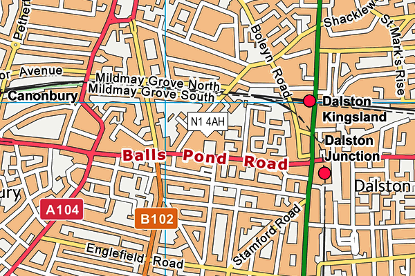 N1 4AH map - OS VectorMap District (Ordnance Survey)