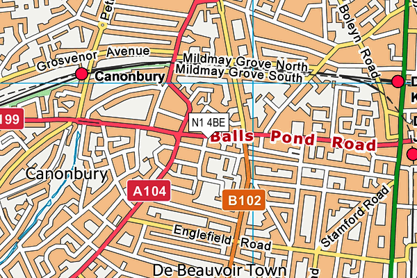 N1 4BE map - OS VectorMap District (Ordnance Survey) N1 4BE map - OS VectorMap District (Ordnance Survey)