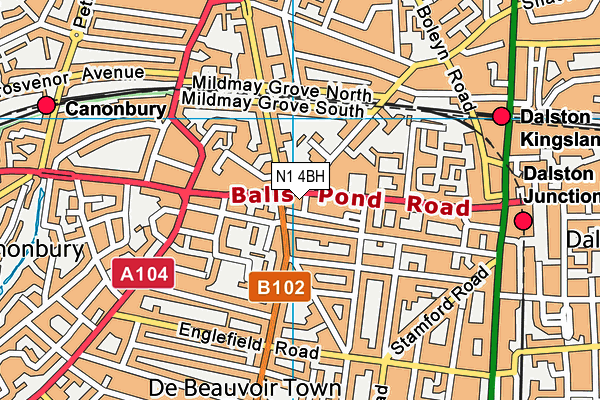 N1 4BH map - OS VectorMap District (Ordnance Survey) N1 4BH map - OS VectorMap District (Ordnance Survey)