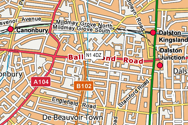 N1 4DZ map - OS VectorMap District (Ordnance Survey) N1 4DZ map - OS VectorMap District (Ordnance Survey)