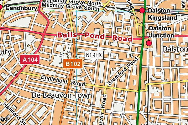 N1 4HX map - OS VectorMap District (Ordnance Survey) N1 4HX map - OS VectorMap District (Ordnance Survey)
