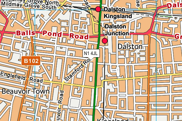 N1 4JL map - OS VectorMap District (Ordnance Survey) N1 4JL map - OS VectorMap District (Ordnance Survey)