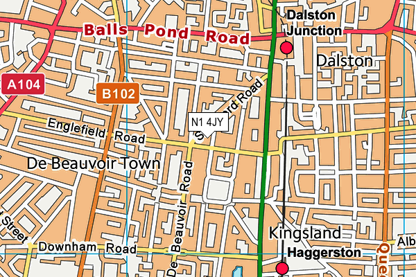 N1 4JY map - OS VectorMap District (Ordnance Survey) N1 4JY map - OS VectorMap District (Ordnance Survey)