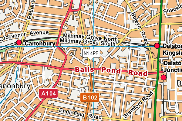 N1 4PF map - OS VectorMap District (Ordnance Survey) N1 4PF map - OS VectorMap District (Ordnance Survey)