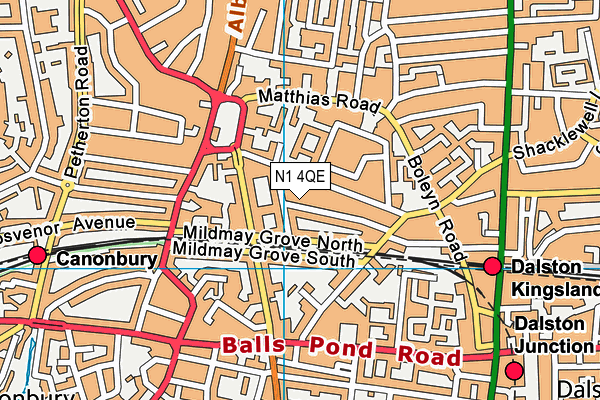 N1 4QE map - OS VectorMap District (Ordnance Survey)