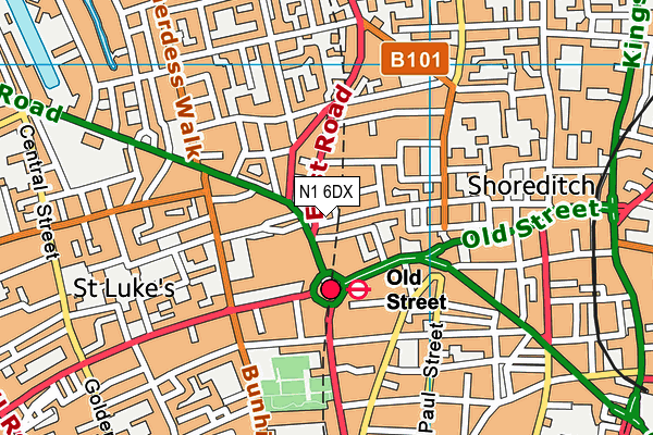 N1 6DX map - OS VectorMap District (Ordnance Survey)
