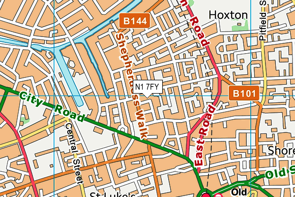 N1 7FY map - OS VectorMap District (Ordnance Survey)