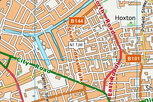 N1 7JW map - OS VectorMap District (Ordnance Survey)