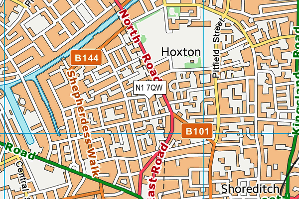 N1 7QW map - OS VectorMap District (Ordnance Survey)