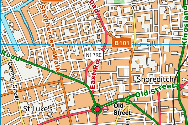 N1 7RE map - OS VectorMap District (Ordnance Survey)
