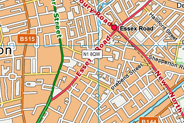 N1 8QW map - OS VectorMap District (Ordnance Survey)