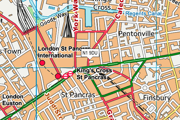 N1 9DU map - OS VectorMap District (Ordnance Survey)