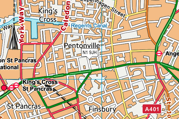 N1 9JH map - OS VectorMap District (Ordnance Survey)