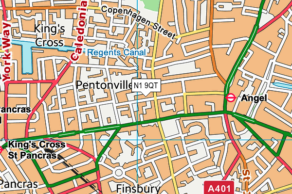 N1 9QT map - OS VectorMap District (Ordnance Survey)