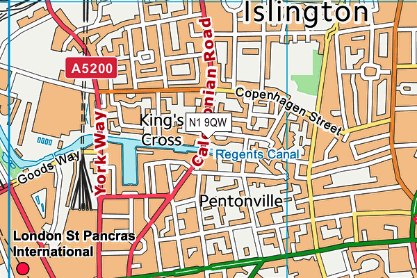 N1 9QW map - OS VectorMap District (Ordnance Survey)