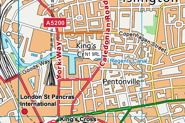 N1 9RL map - OS VectorMap District (Ordnance Survey)