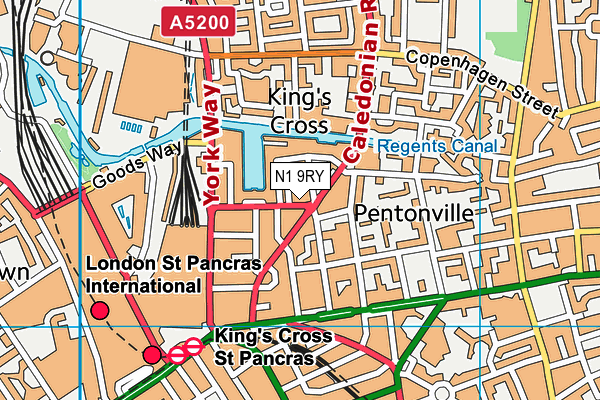 N1 9RY map - OS VectorMap District (Ordnance Survey)