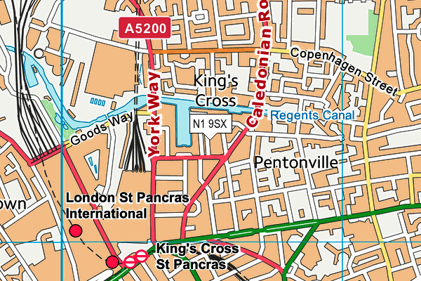 N1 9SX map - OS VectorMap District (Ordnance Survey)