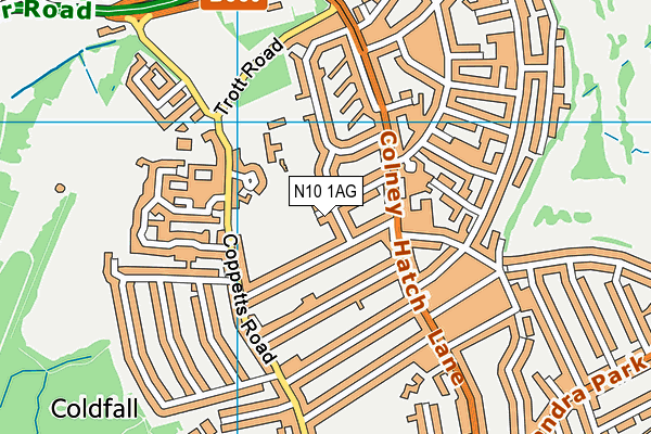 N10 1AG map - OS VectorMap District (Ordnance Survey)