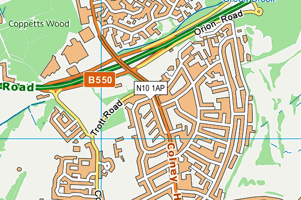 N10 1AP map - OS VectorMap District (Ordnance Survey)