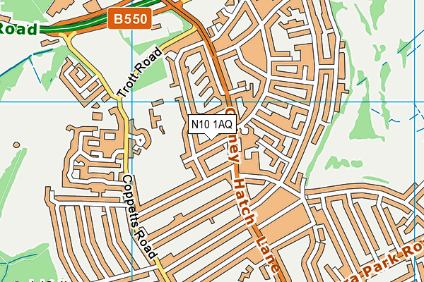 N10 1AQ map - OS VectorMap District (Ordnance Survey) N10 1AQ map - OS VectorMap District (Ordnance Survey)