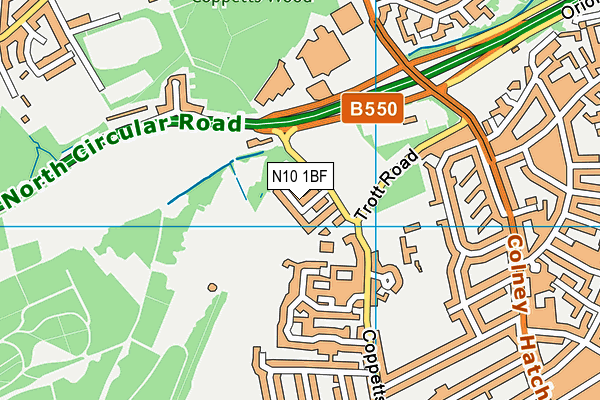 N10 1BF map - OS VectorMap District (Ordnance Survey)