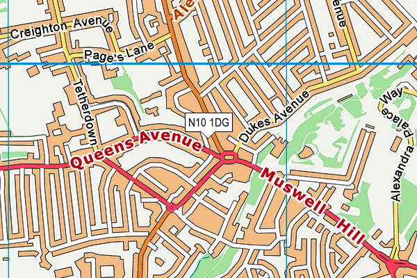 N10 1DG map - OS VectorMap District (Ordnance Survey) N10 1DG map - OS VectorMap District (Ordnance Survey)