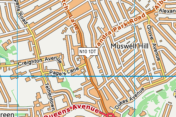 N10 1DT map - OS VectorMap District (Ordnance Survey) N10 1DT map - OS VectorMap District (Ordnance Survey)