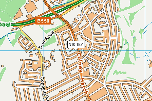 N10 1EY map - OS VectorMap District (Ordnance Survey) N10 1EY map - OS VectorMap District (Ordnance Survey)