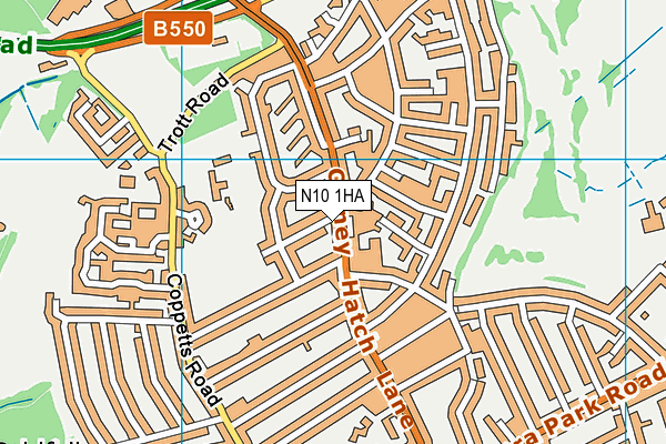N10 1HA map - OS VectorMap District (Ordnance Survey)