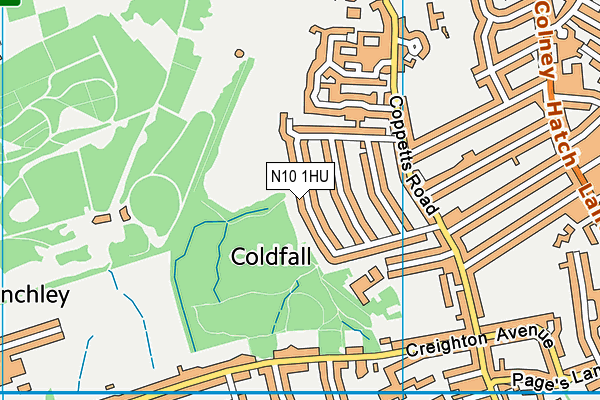 N10 1HU map - OS VectorMap District (Ordnance Survey)